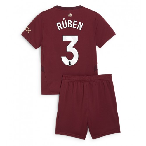 Fotbalové Dres Manchester City Ruben Dias #3 Dětské Alternativní 2024-25 Krátký Rukáv (+ trenýrky)